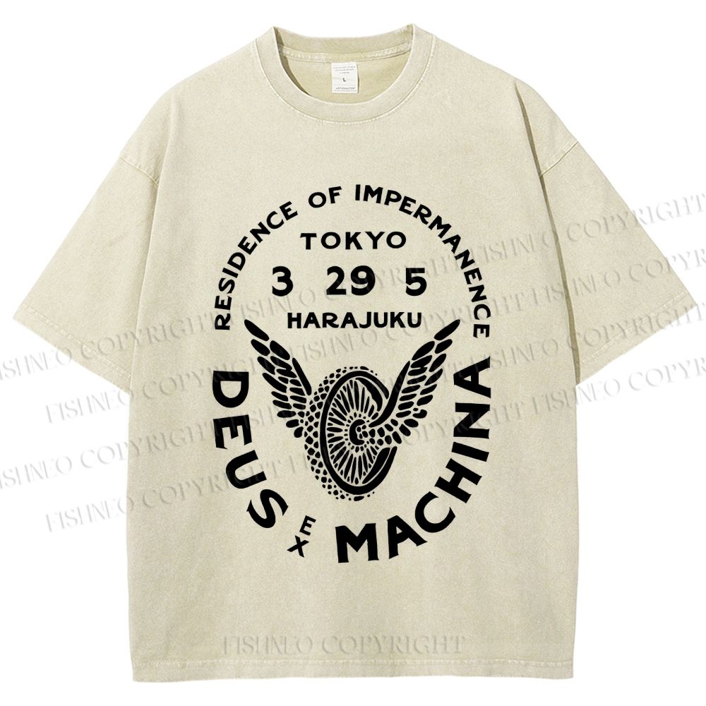 Unisex Deus Ex Machina Tokyo Japanese Style Printed Washed Tee
