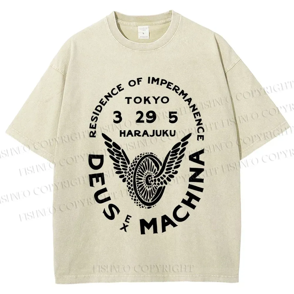 Unisex Deus Ex Machina Tokyo Japanese Style Printed Washed Tee