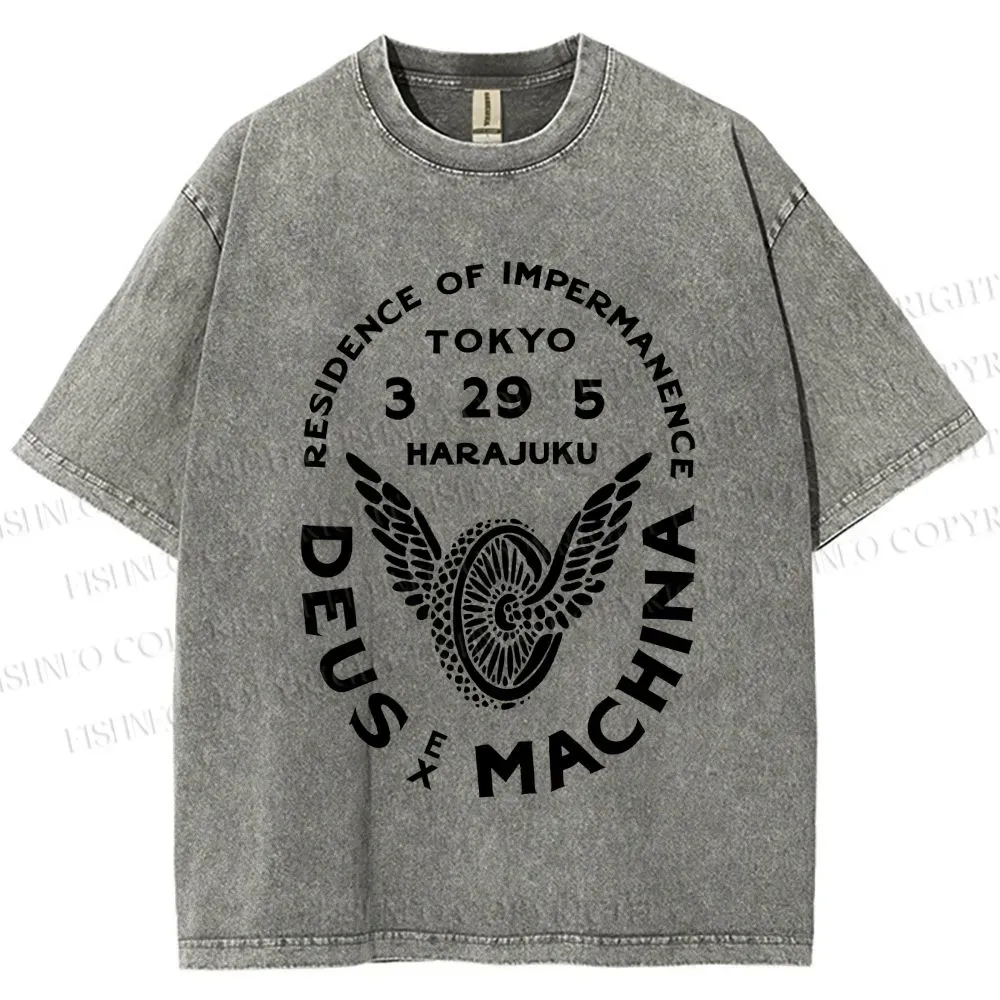 Unisex Deus Ex Machina Tokyo Japanese Style Printed Washed Tee