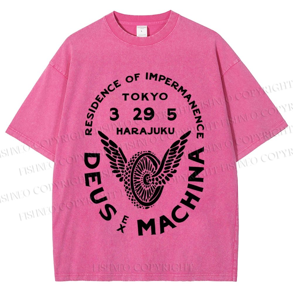 Unisex Deus Ex Machina Tokyo Japanese Style Printed Washed Tee