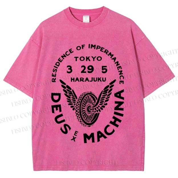 Unisex Deus Ex Machina Tokyo Japanese Style Printed Washed Tee