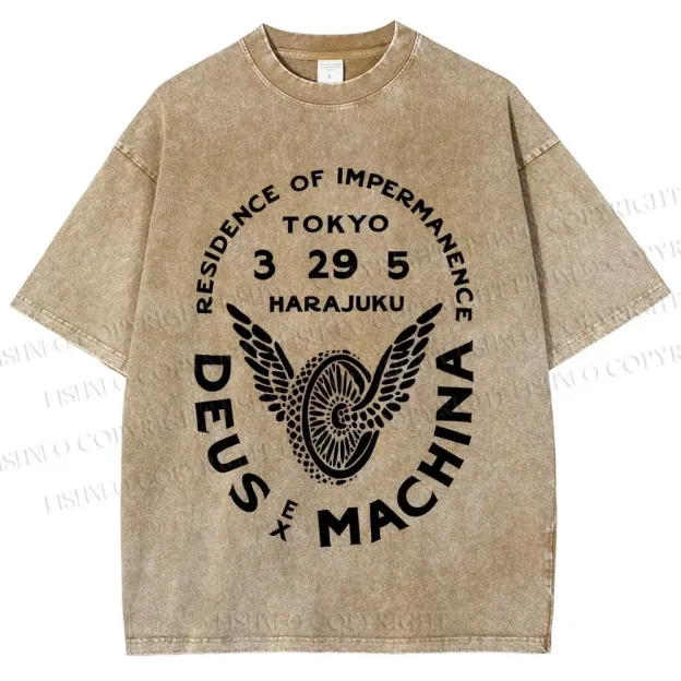Unisex Deus Ex Machina Tokyo Japanese Style Printed Washed Tee