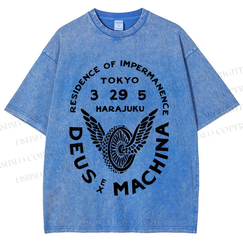 Unisex Deus Ex Machina Tokyo Japanese Style Printed Washed Tee