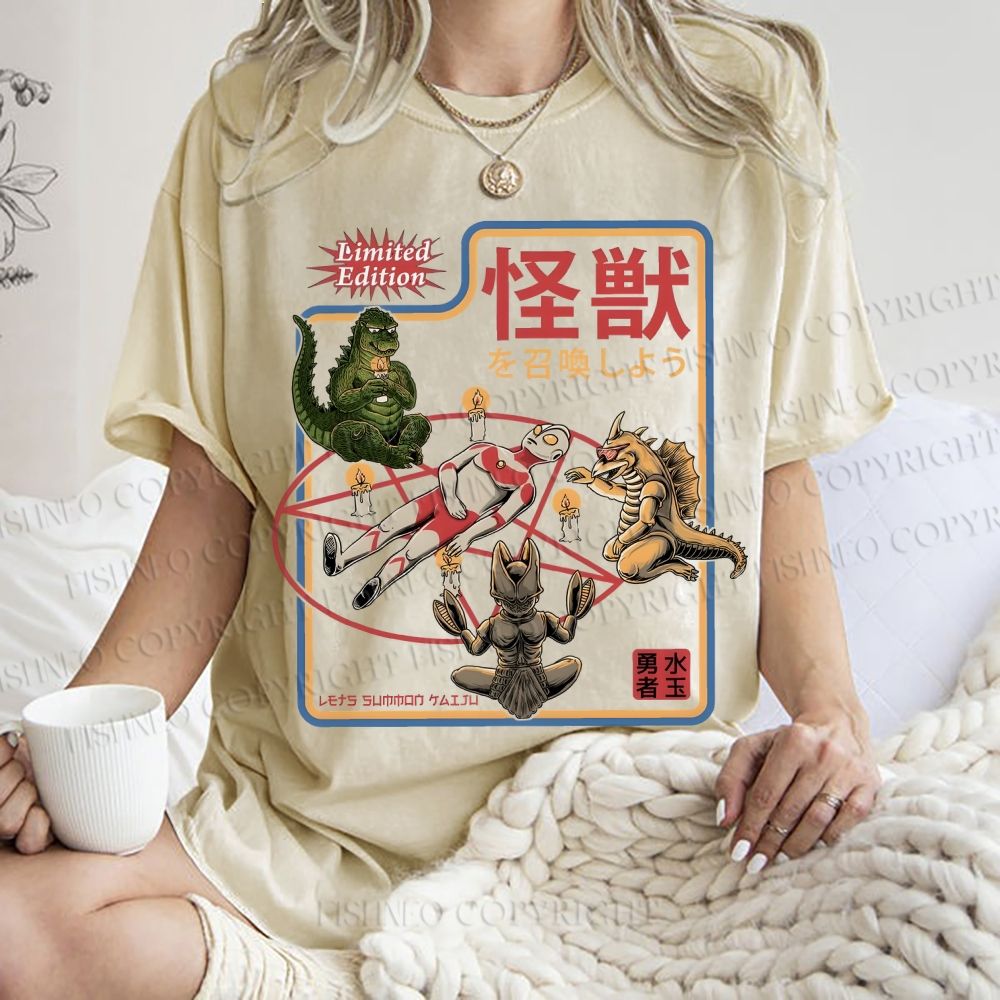 Unisex Monster Printed Washed Tee