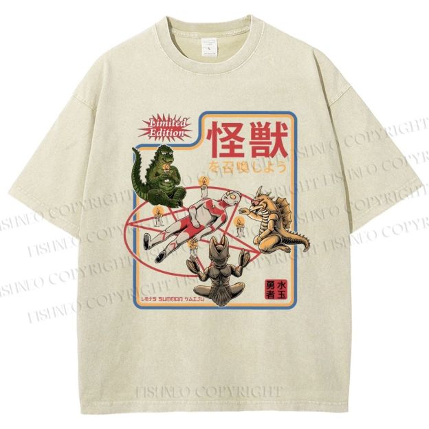 Unisex Monster Printed Washed Tee