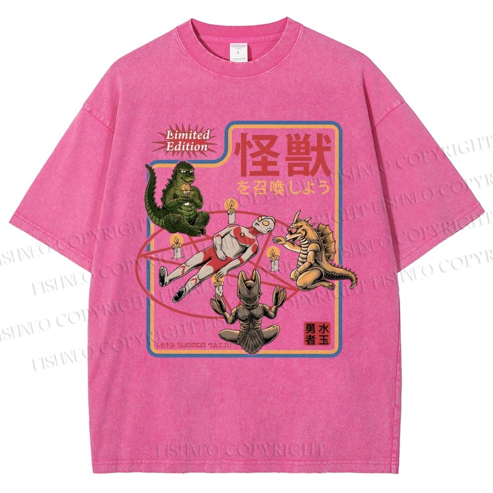 Unisex Monster Printed Washed Tee