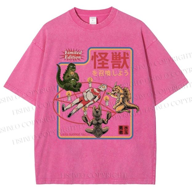 Unisex Monster Printed Washed Tee