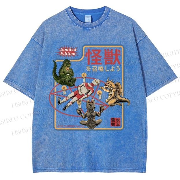 Unisex Monster Printed Washed Tee