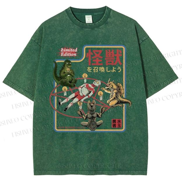 Unisex Monster Printed Washed Tee