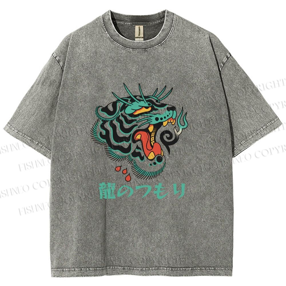 Unisex Vintage Tiger Printed Washed Tee