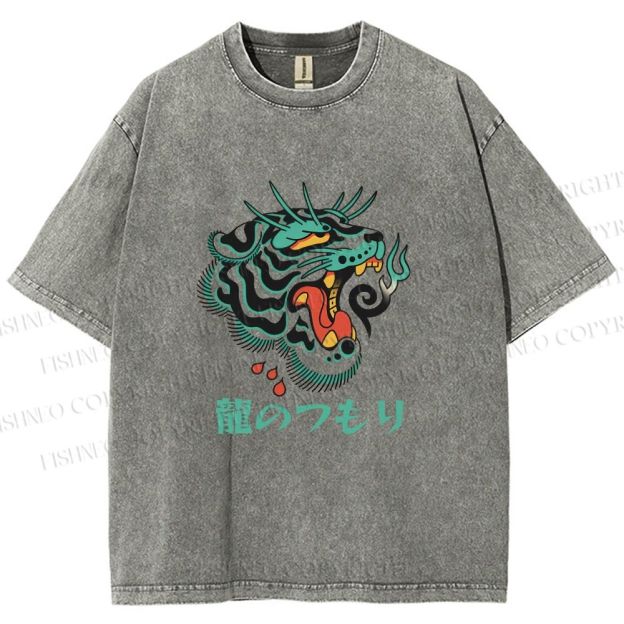 Unisex Vintage Tiger Printed Washed Tee