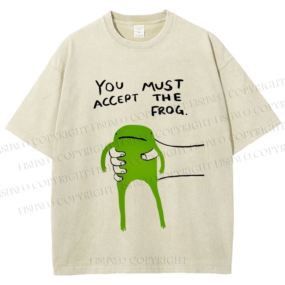 Unisex You Must Accept The Frog Graffiti Printed Washed Tee