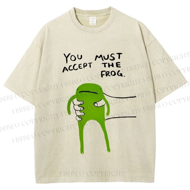 Unisex You Must Accept The Frog Graffiti Printed Washed Tee