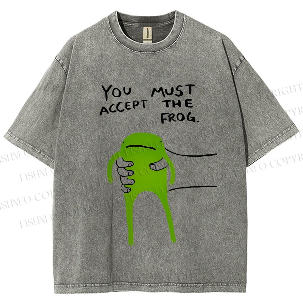Unisex You Must Accept The Frog Graffiti Printed Washed Tee