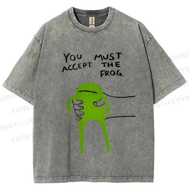 Unisex You Must Accept The Frog Graffiti Printed Washed Tee