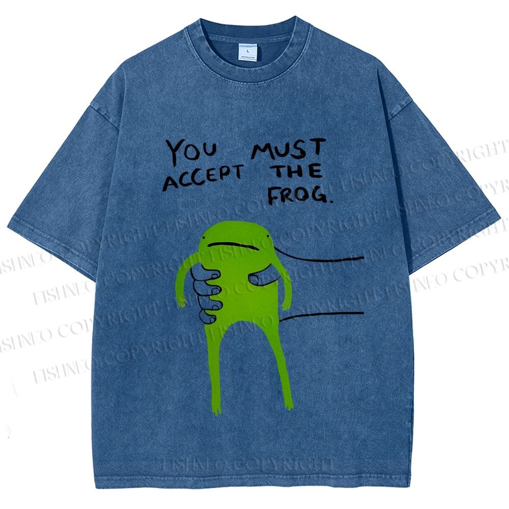 Unisex You Must Accept The Frog Graffiti Printed Washed Tee