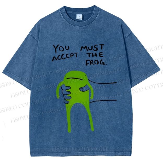 Unisex You Must Accept The Frog Graffiti Printed Washed Tee