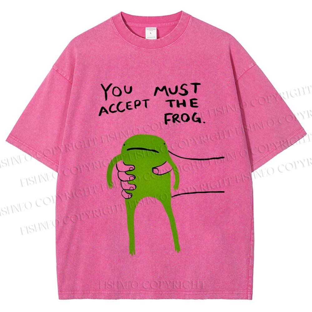 Unisex You Must Accept The Frog Graffiti Printed Washed Tee
