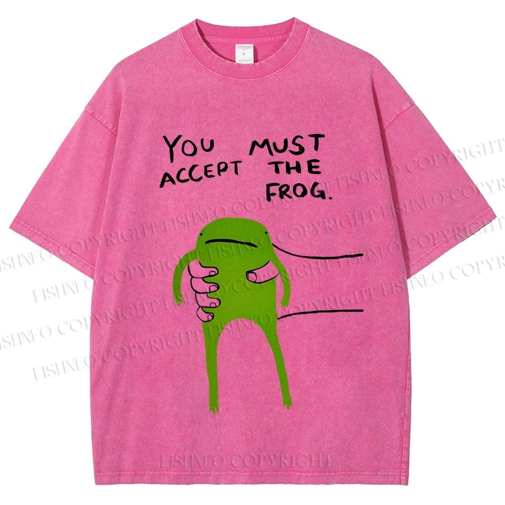 Unisex You Must Accept The Frog Graffiti Printed Washed Tee