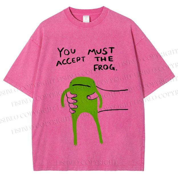 Unisex You Must Accept The Frog Graffiti Printed Washed Tee