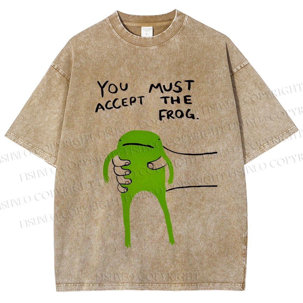 Unisex You Must Accept The Frog Graffiti Printed Washed Tee