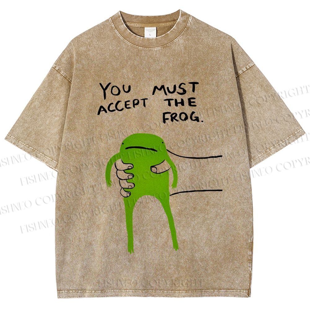 Unisex You Must Accept The Frog Graffiti Printed Washed Tee