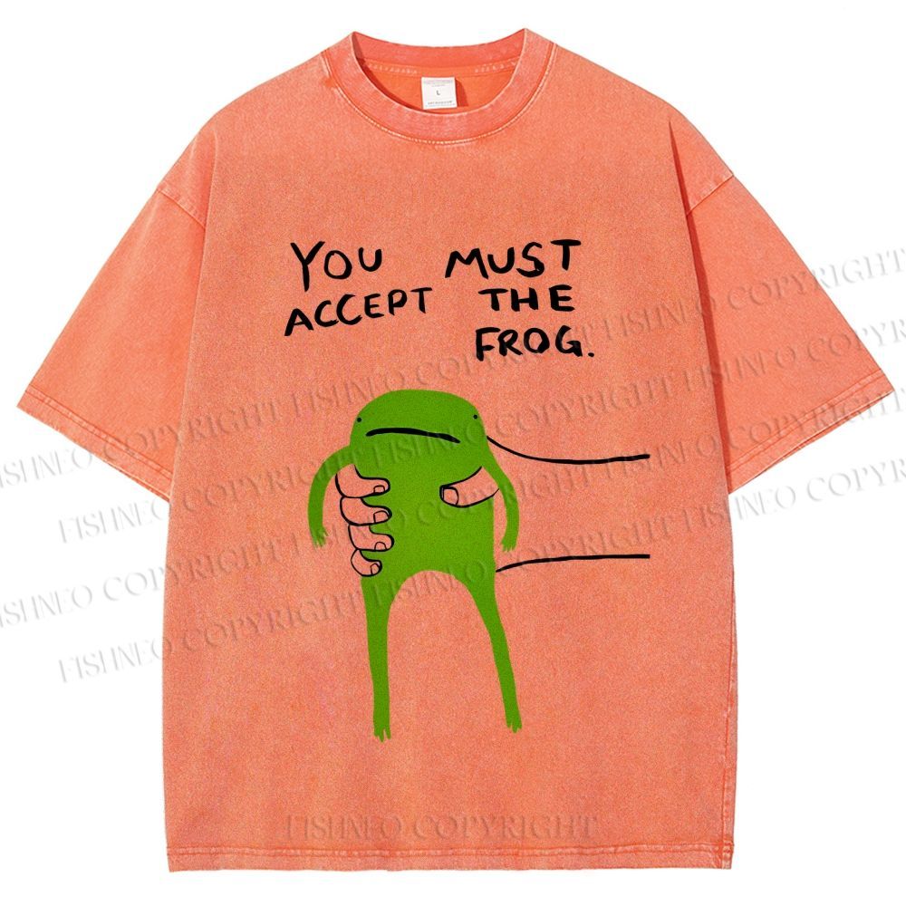 Unisex You Must Accept The Frog Graffiti Printed Washed Tee