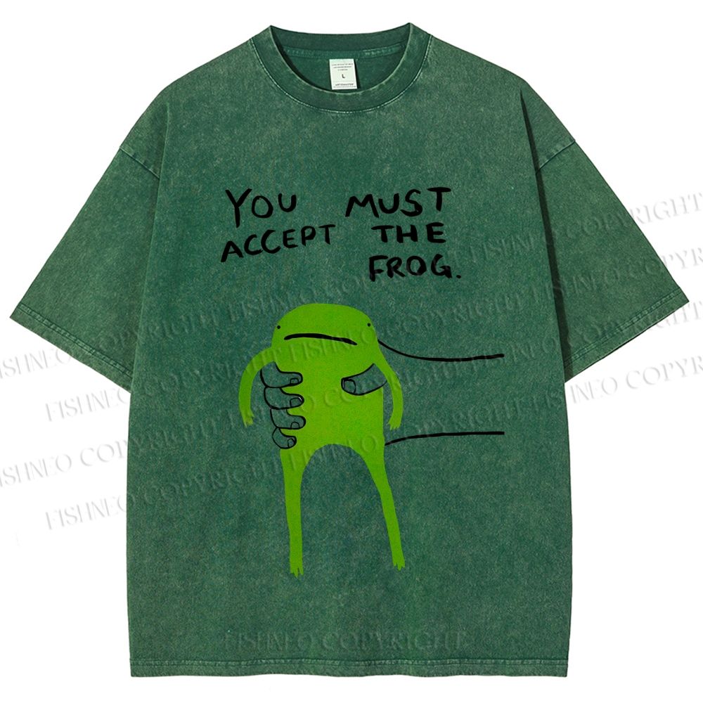 Unisex You Must Accept The Frog Graffiti Printed Washed Tee