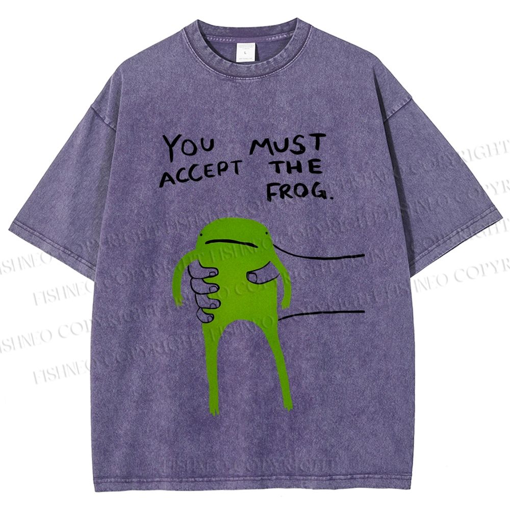Unisex You Must Accept The Frog Graffiti Printed Washed Tee