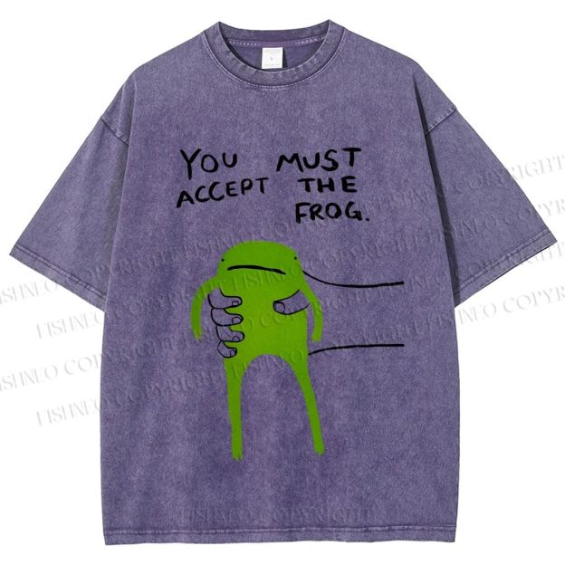 Unisex You Must Accept The Frog Graffiti Printed Washed Tee