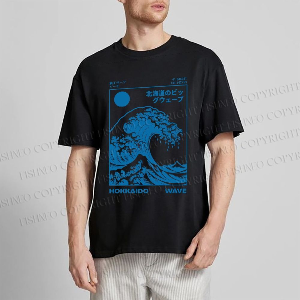Unisex Japanese Art Wave Classic Cotton T-shirt