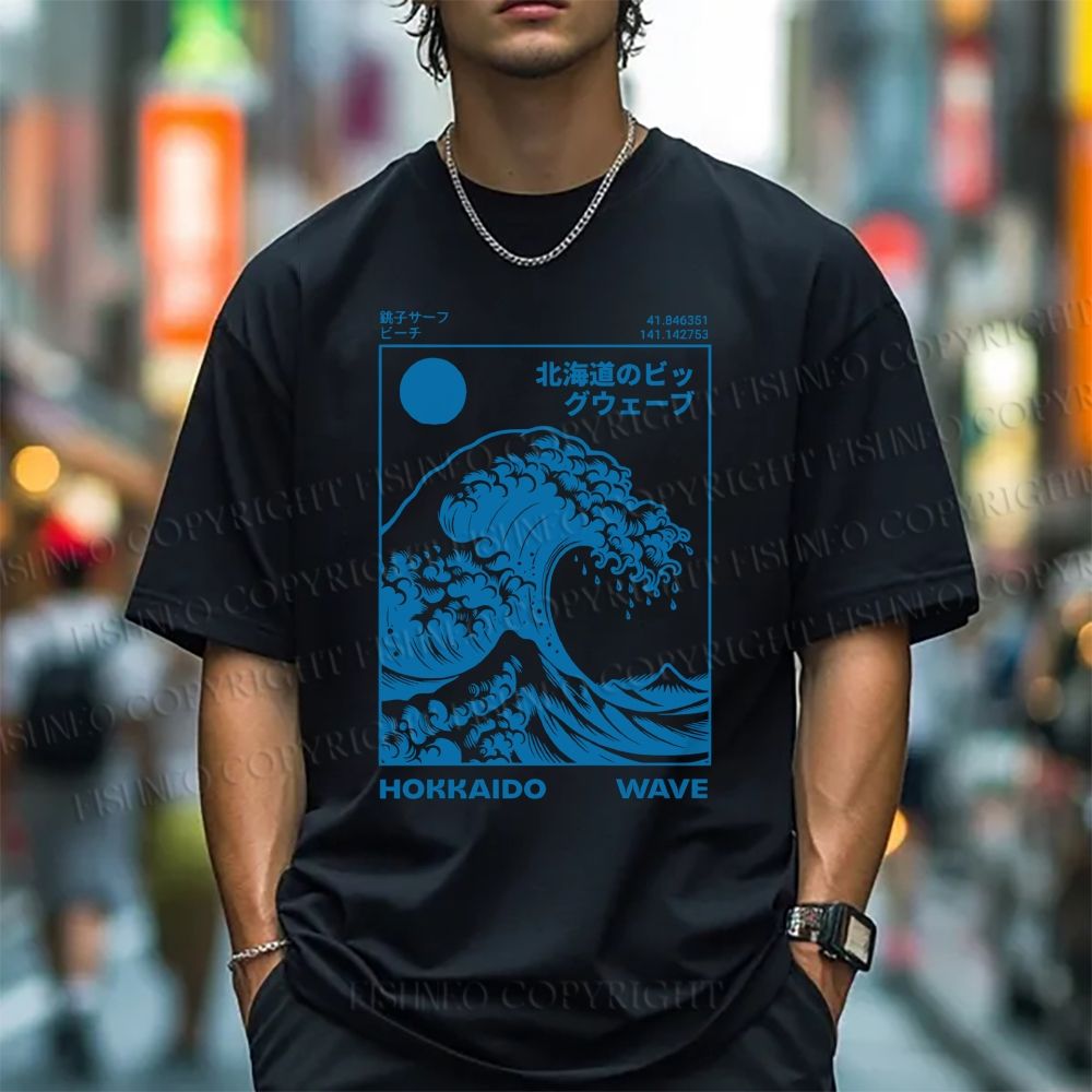 Unisex Japanese Art Wave Classic Cotton T-shirt