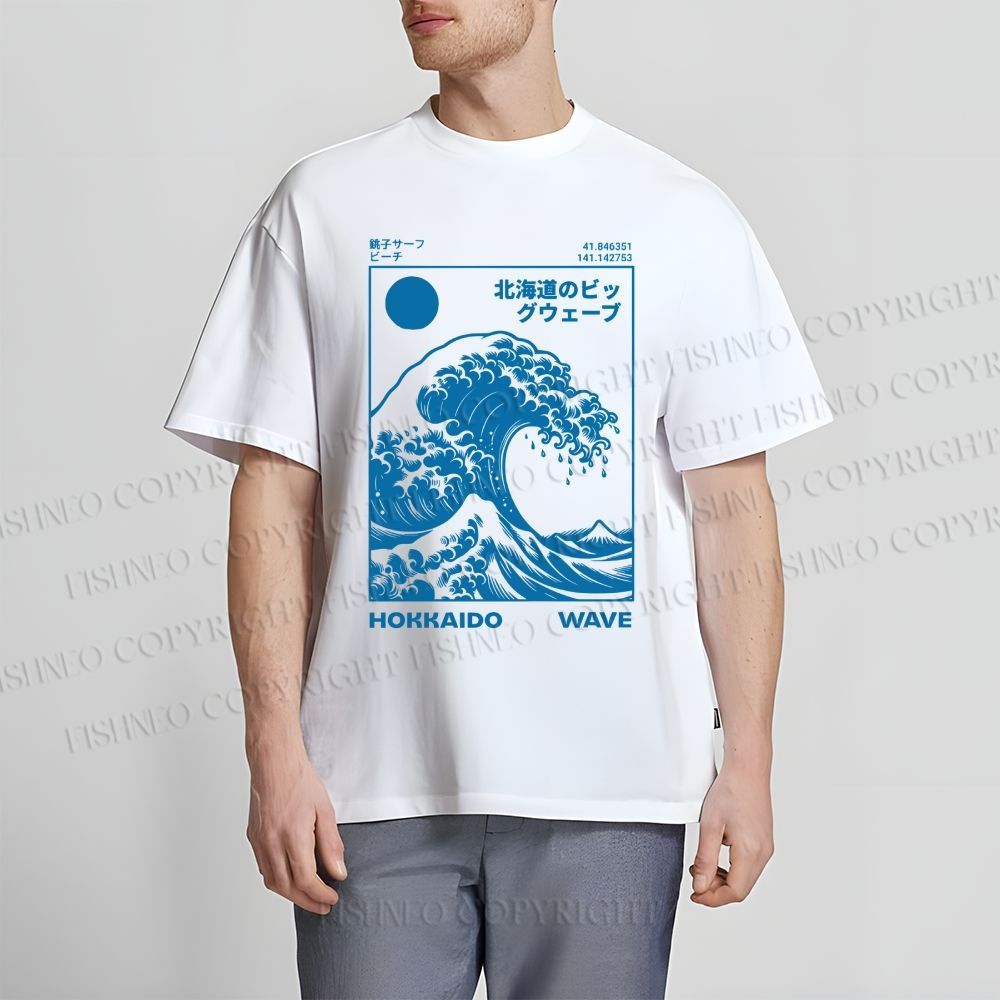 Unisex Japanese Art Wave Classic Cotton T-shirt