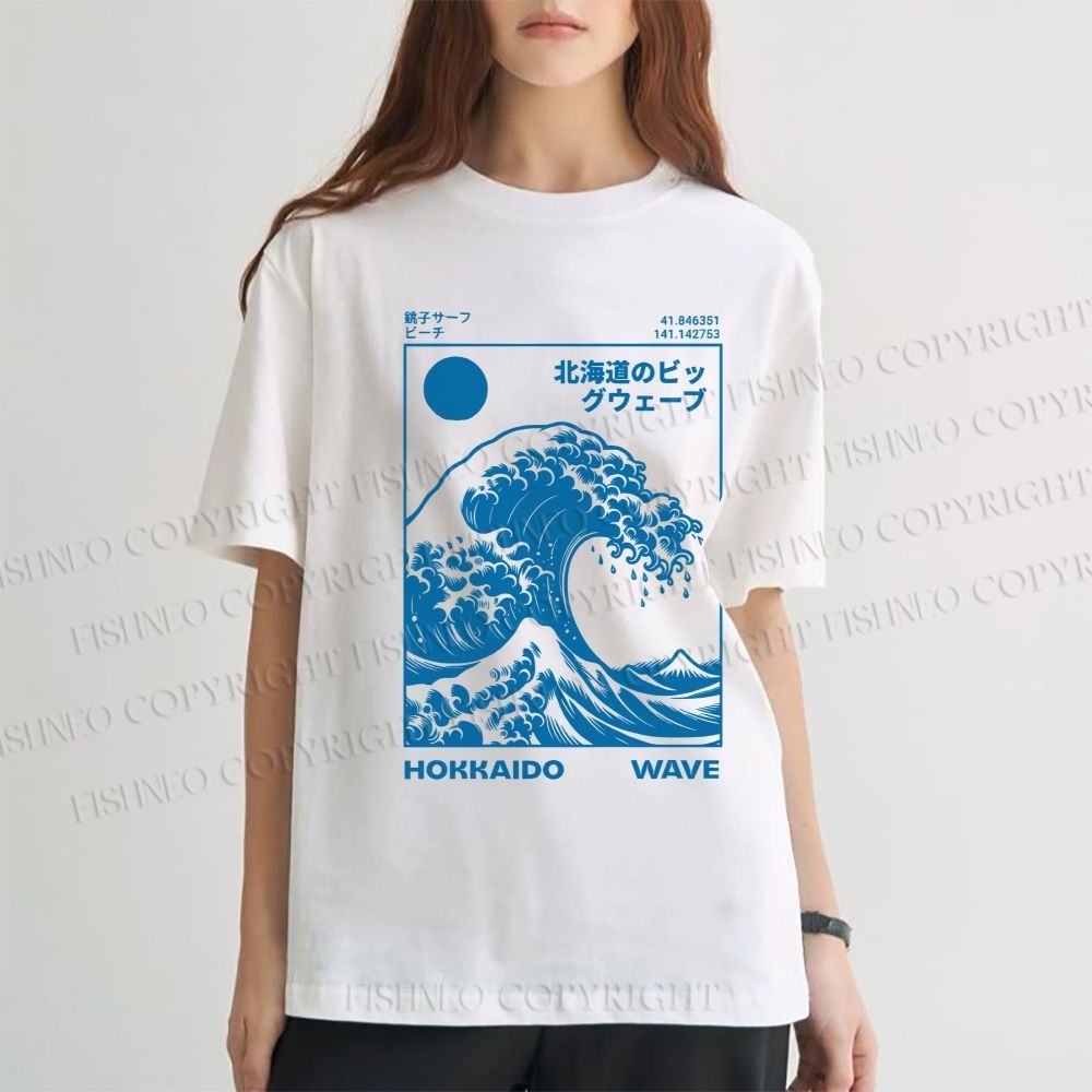 Unisex Japanese Art Wave Classic Cotton T-shirt