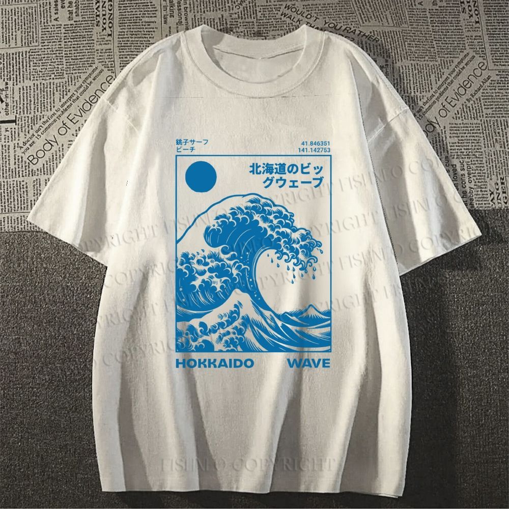 Unisex Japanese Art Wave Classic Cotton T-shirt