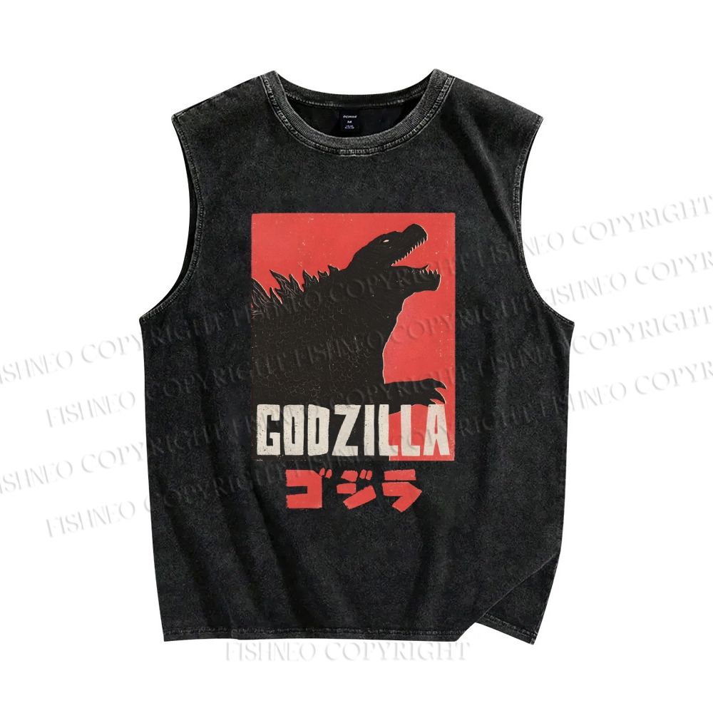 Unisex Monster Printed Washed Tank Top