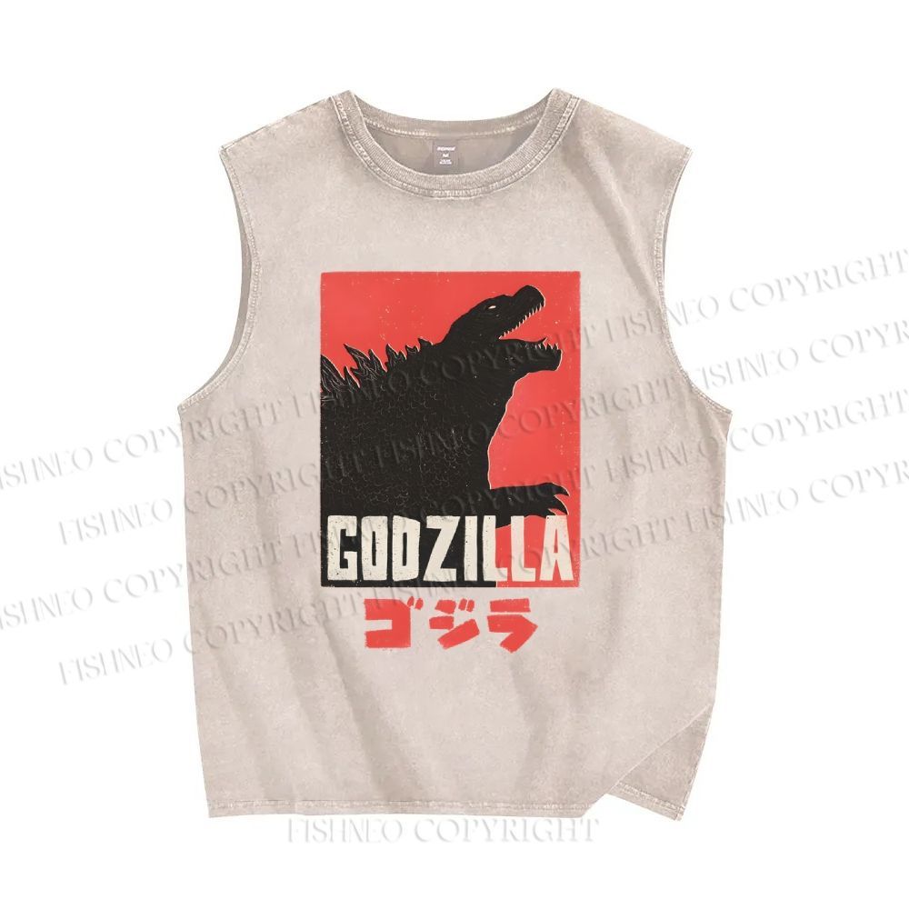 Unisex Monster Printed Washed Tank Top