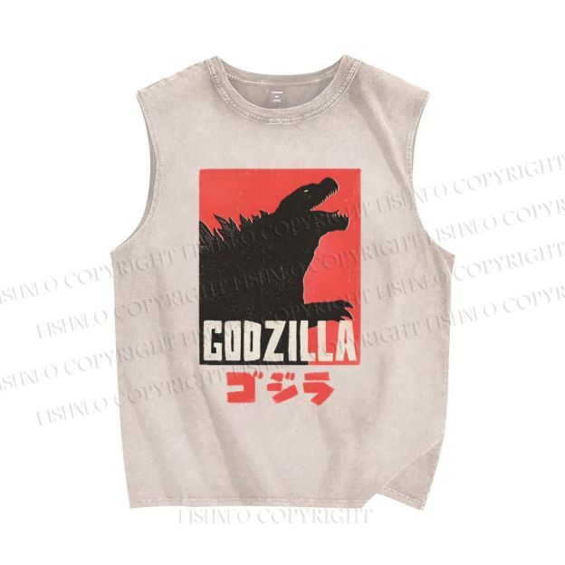 Unisex Monster Printed Washed Tank Top