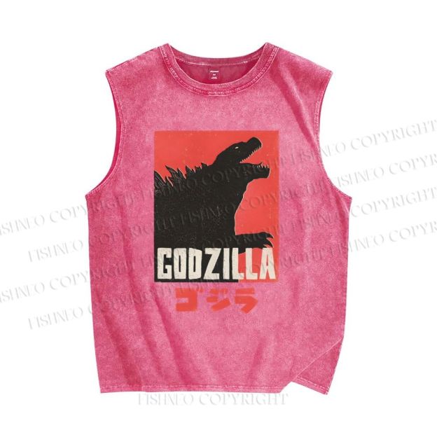 Unisex Monster Printed Washed Tank Top