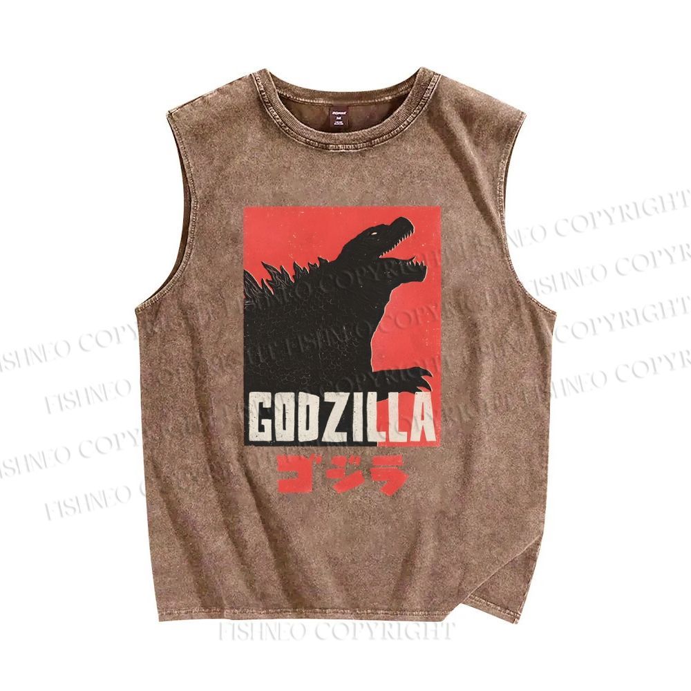 Unisex Monster Printed Washed Tank Top