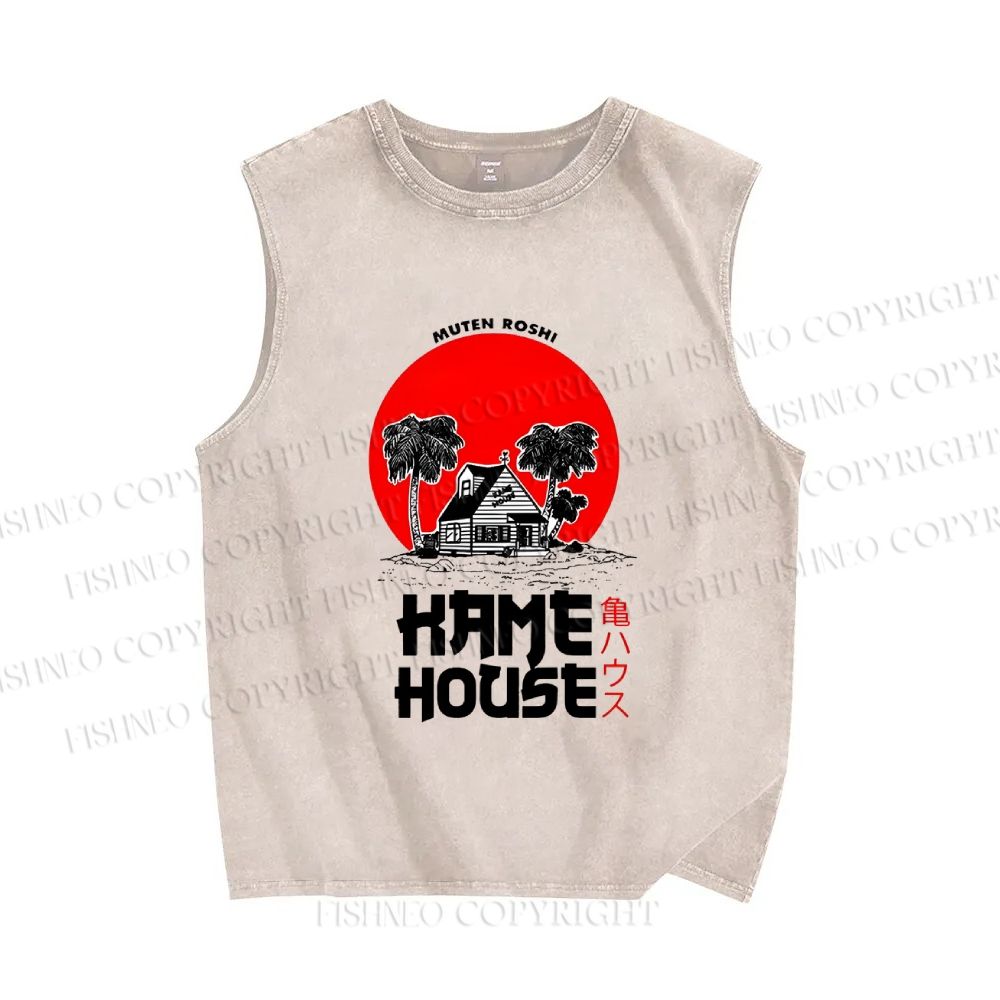 Unisex Kame House Printed Washed Tank Top
