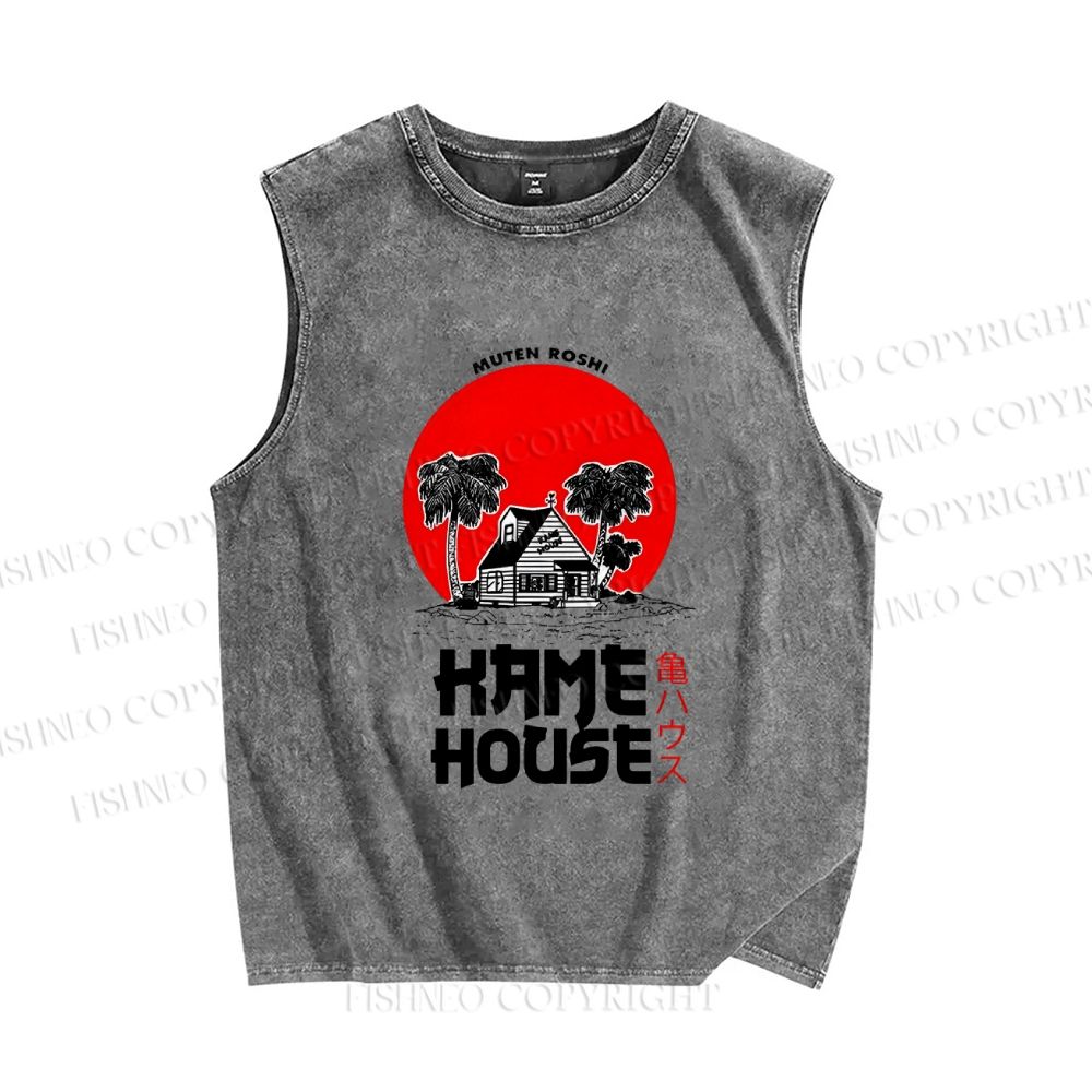 Unisex Kame House Printed Washed Tank Top