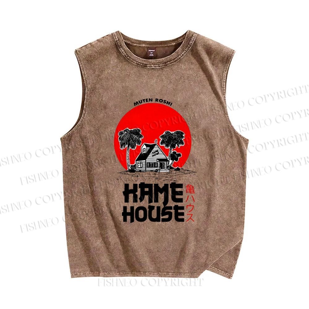 Unisex Kame House Printed Washed Tank Top