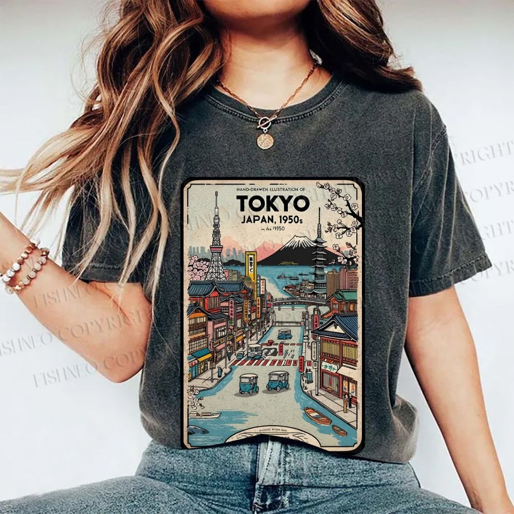 Unisex Tokyo Printed Washed Tee