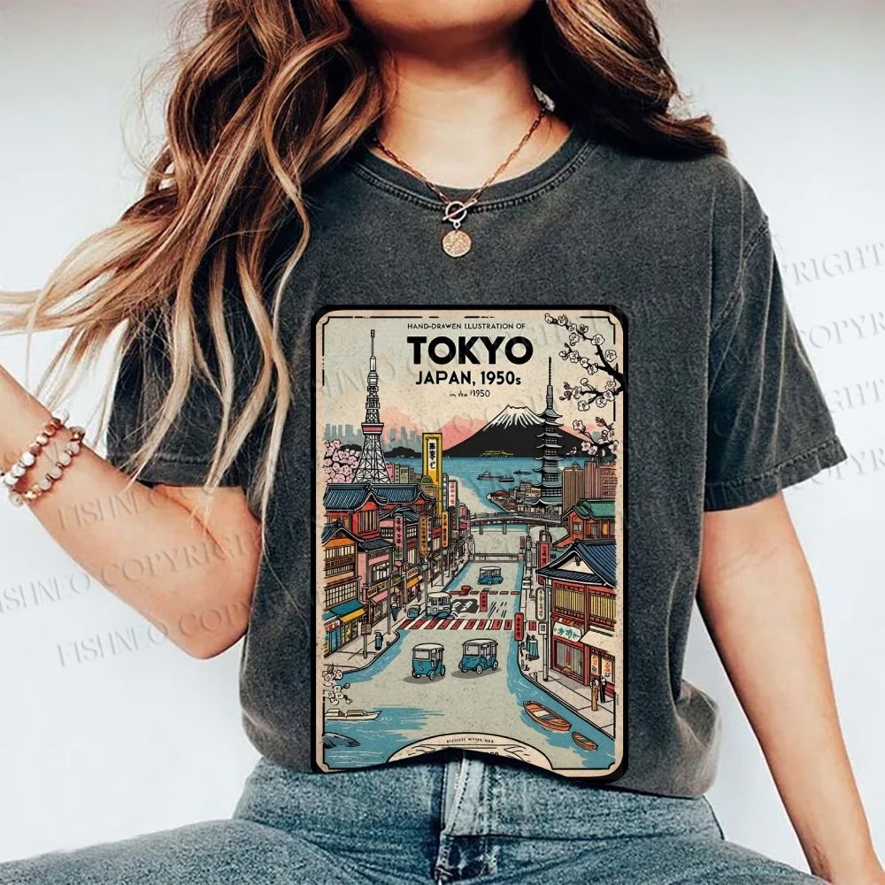 Unisex Tokyo Printed Washed Tee