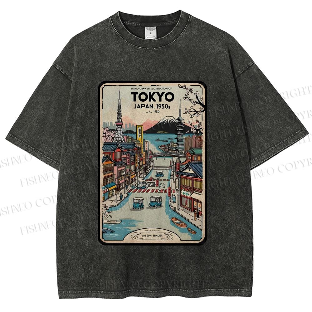 Unisex Tokyo Printed Washed Tee