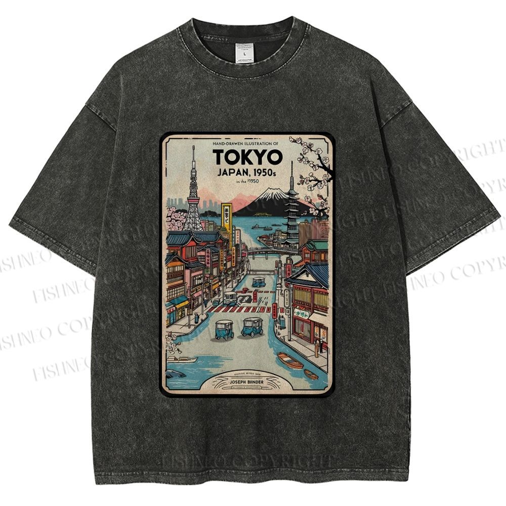 Unisex Tokyo Printed Washed Tee