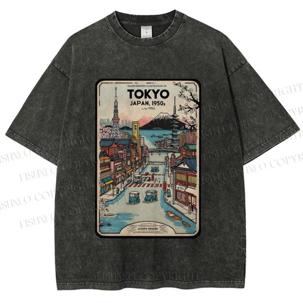 Unisex Tokyo Printed Washed Tee