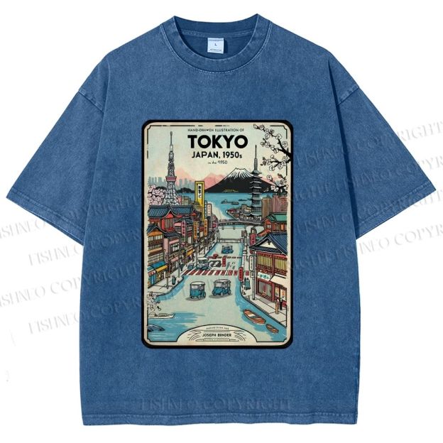 Unisex Tokyo Printed Washed Tee