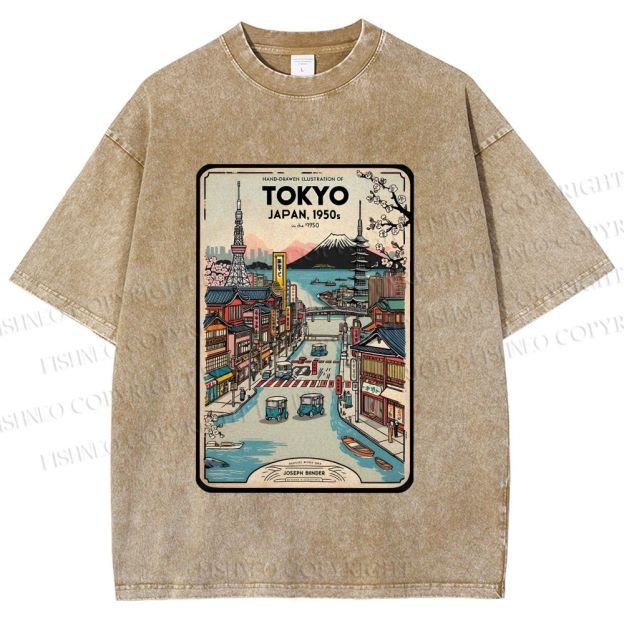 Unisex Tokyo Printed Washed Tee
